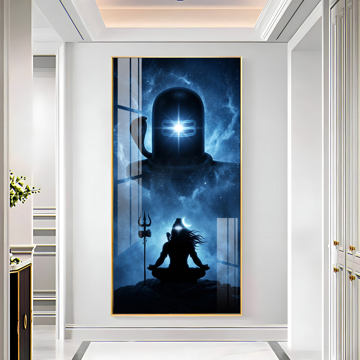 Mahadev in Deep Meditation Premium Acrylic Vertical Wall Art