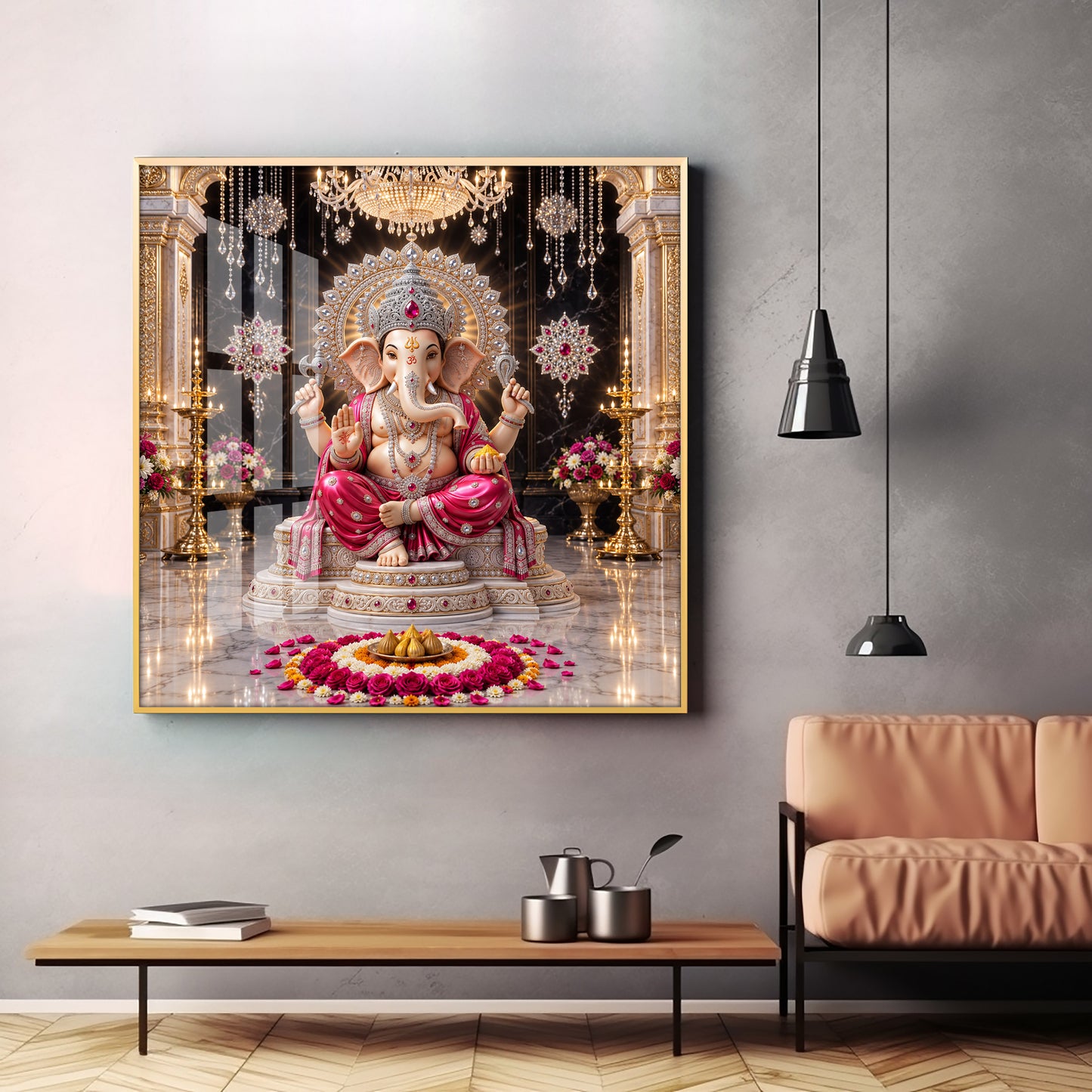 Ganpati Bappa Premium Acrylic Square Wall Art