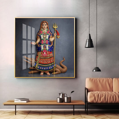 Goddess Khodiyar Maa Premium Acrylic Square Wall Art