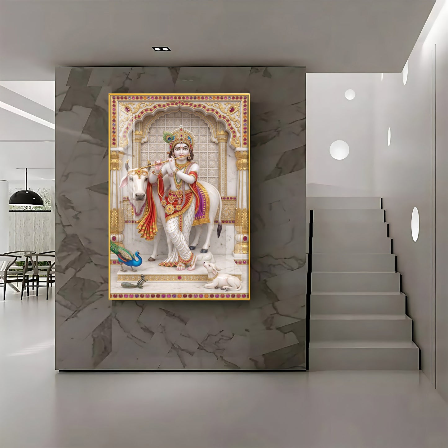 Majestic Harmony Of Krishna Ji Premium Acrylic Vertical Wall Art
