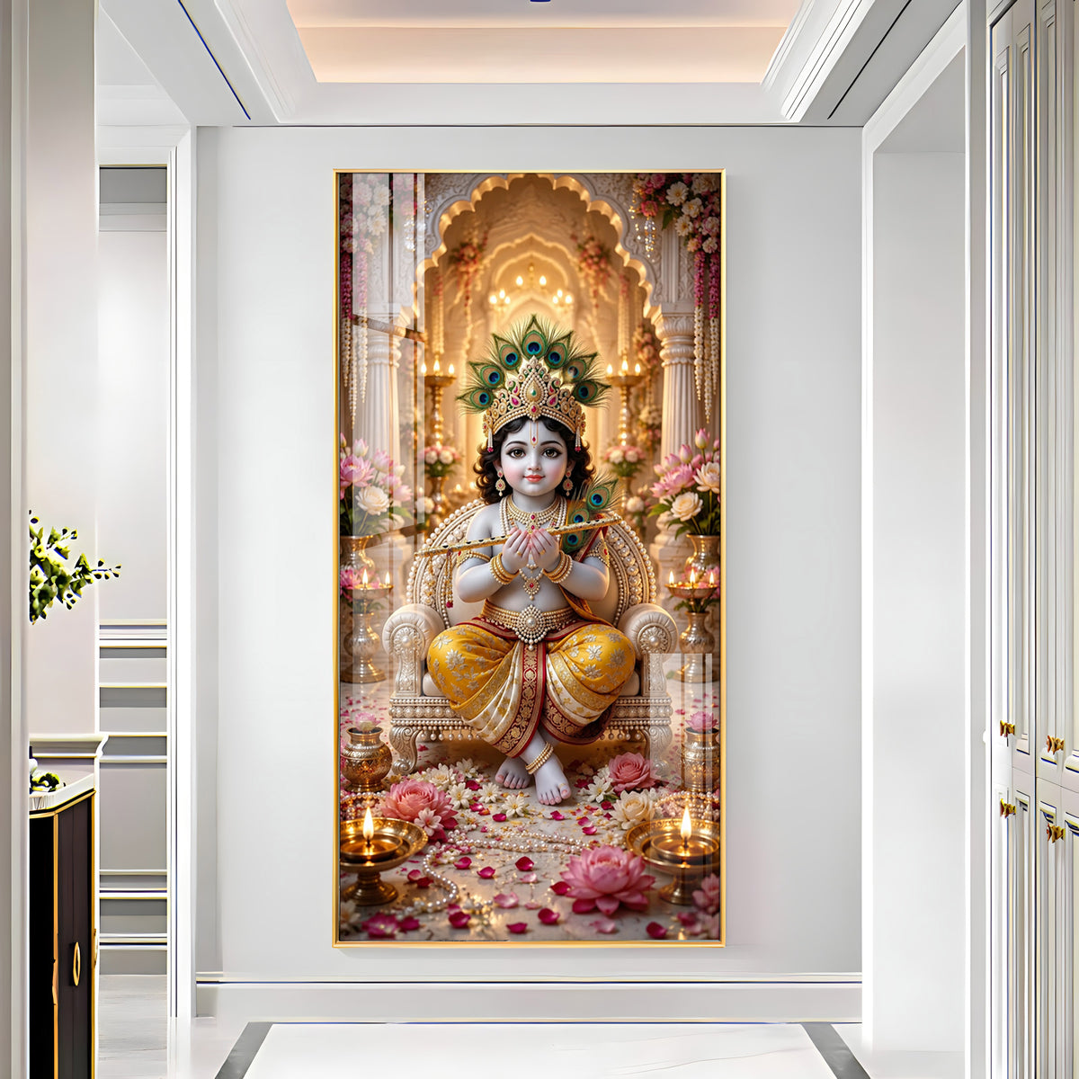 Divine Shree Krishna Premium Acrylic Vertical Wall Art