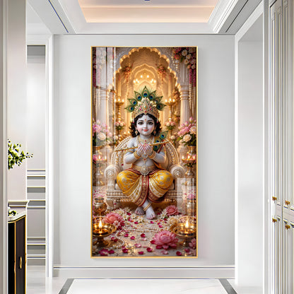 Divine Shree Krishna Premium Acrylic Vertical Wall Art