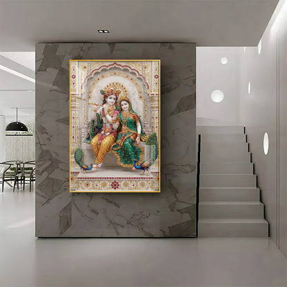 Radiant Radha Krishna Love Premium Acrylic Vertical Wall Art