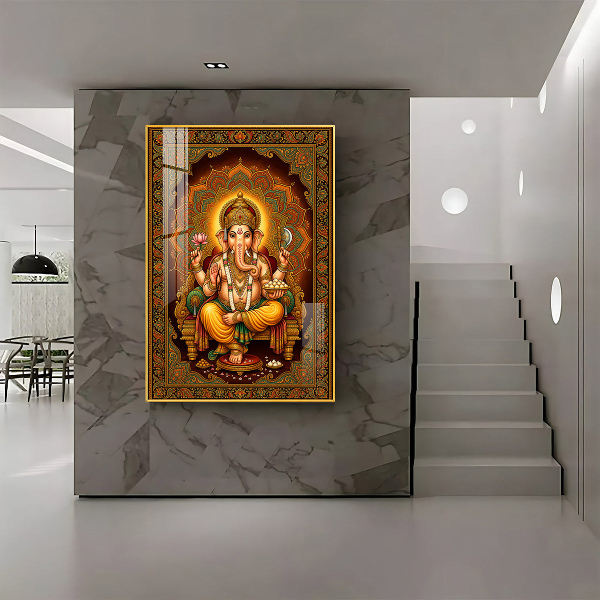 Divine Lord Ganesha Premium Acrylic Vertical Wall Art