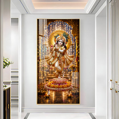 Sacred Lord Krishna Bansuri Premium Acrylic Vertical Wall Art