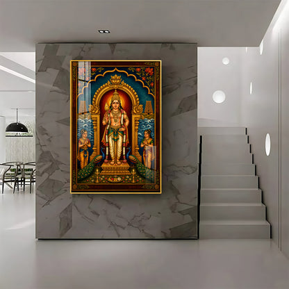 Lord Murugan Divine Tanjore Premium Acrylic Vertical Wall Art