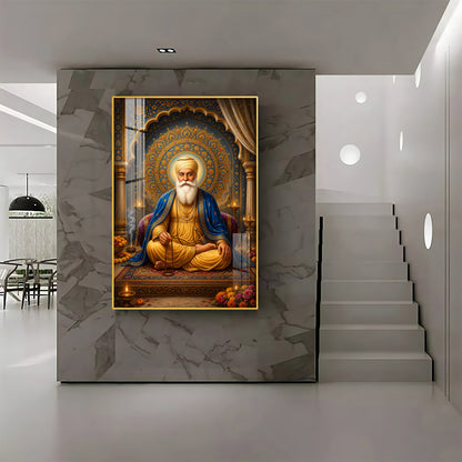 Guru Nanak Dev Ji Golden Halo Premium Acrylic Vertical Wall Art