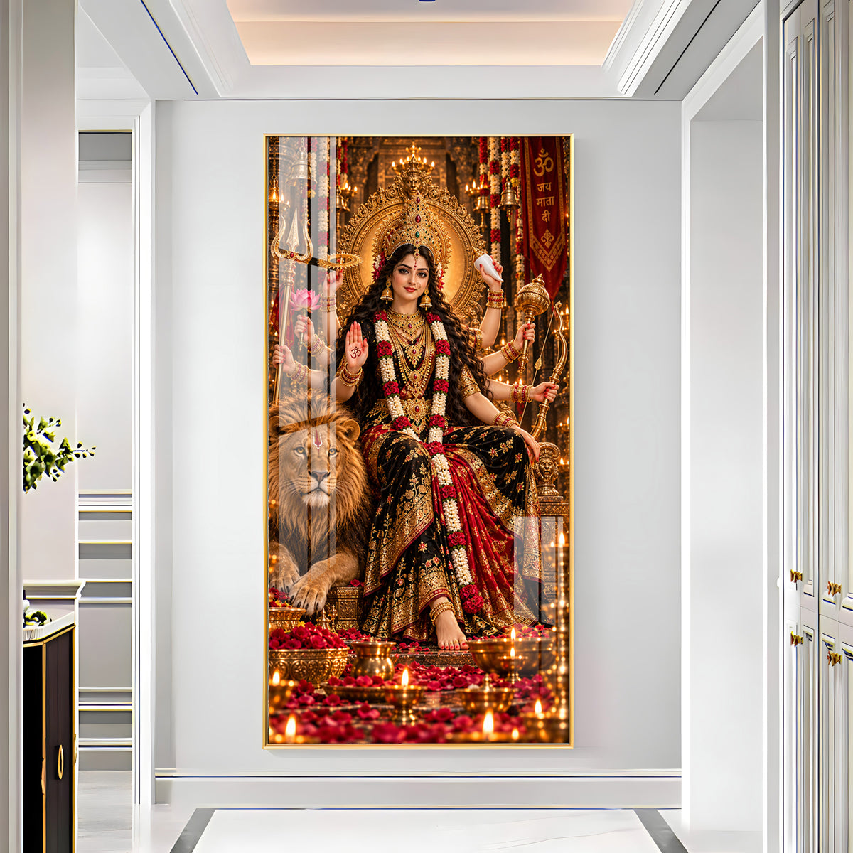 Divine Maa Sherawali Premium Acrylic Vertical Wall Art