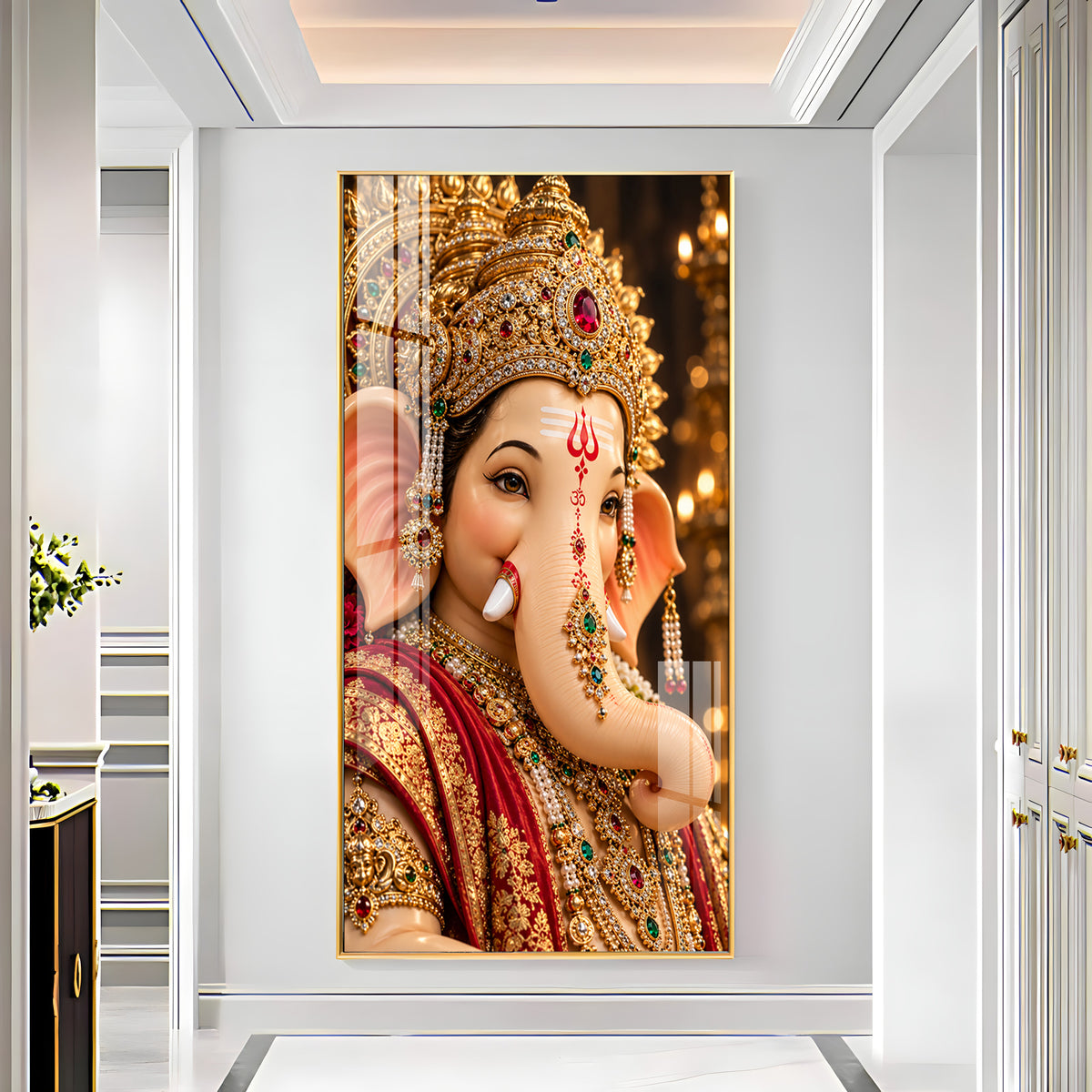 Trishul Tilak Majestic Vinayak Premium Acrylic Vertical Wall Art