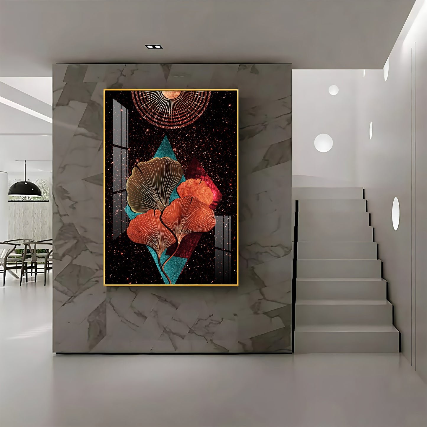 Floral Sunburst Premium Acrylic Vertical Wall Art
