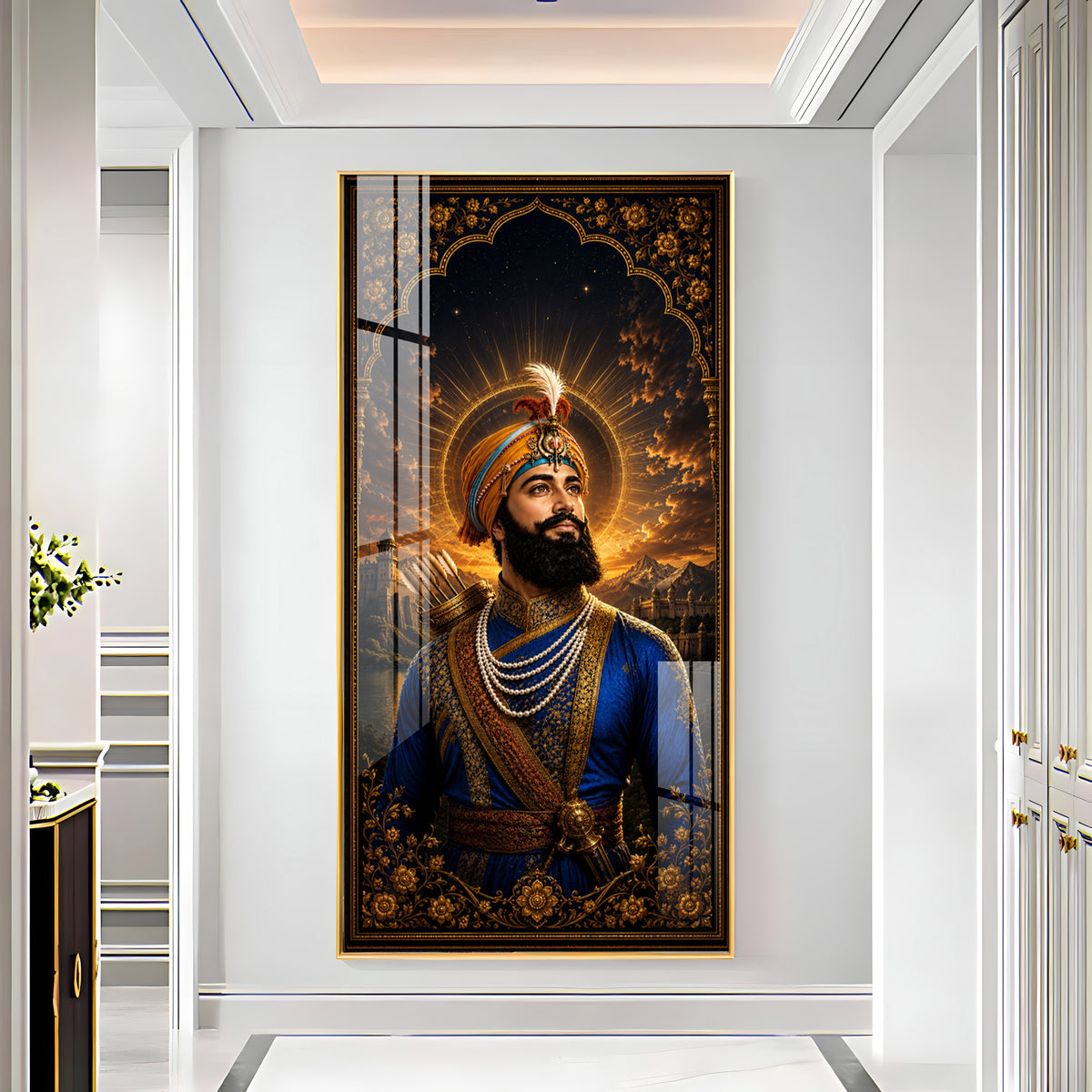 Guru Gobind Singh Ji Royal Blue Attire Premium Acrylic Vertical Wall Art
