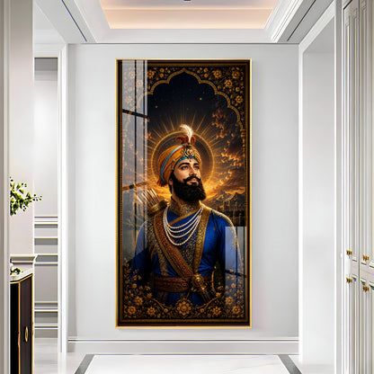 Guru Gobind Singh Ji Royal Blue Attire Premium Acrylic Vertical Wall Art