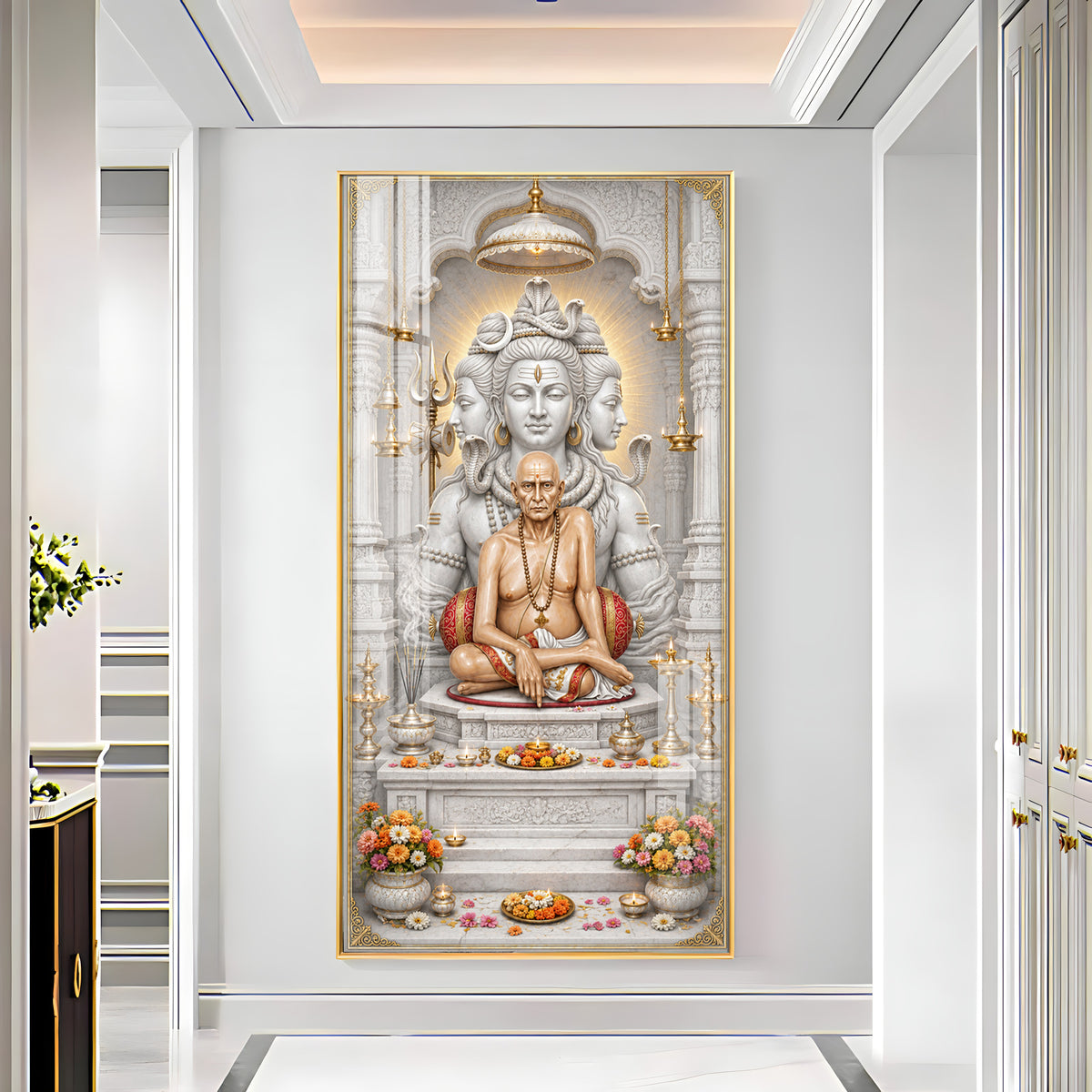 Swami Samarth With Mahadev Premium Acrylic Vertical Wall Art
