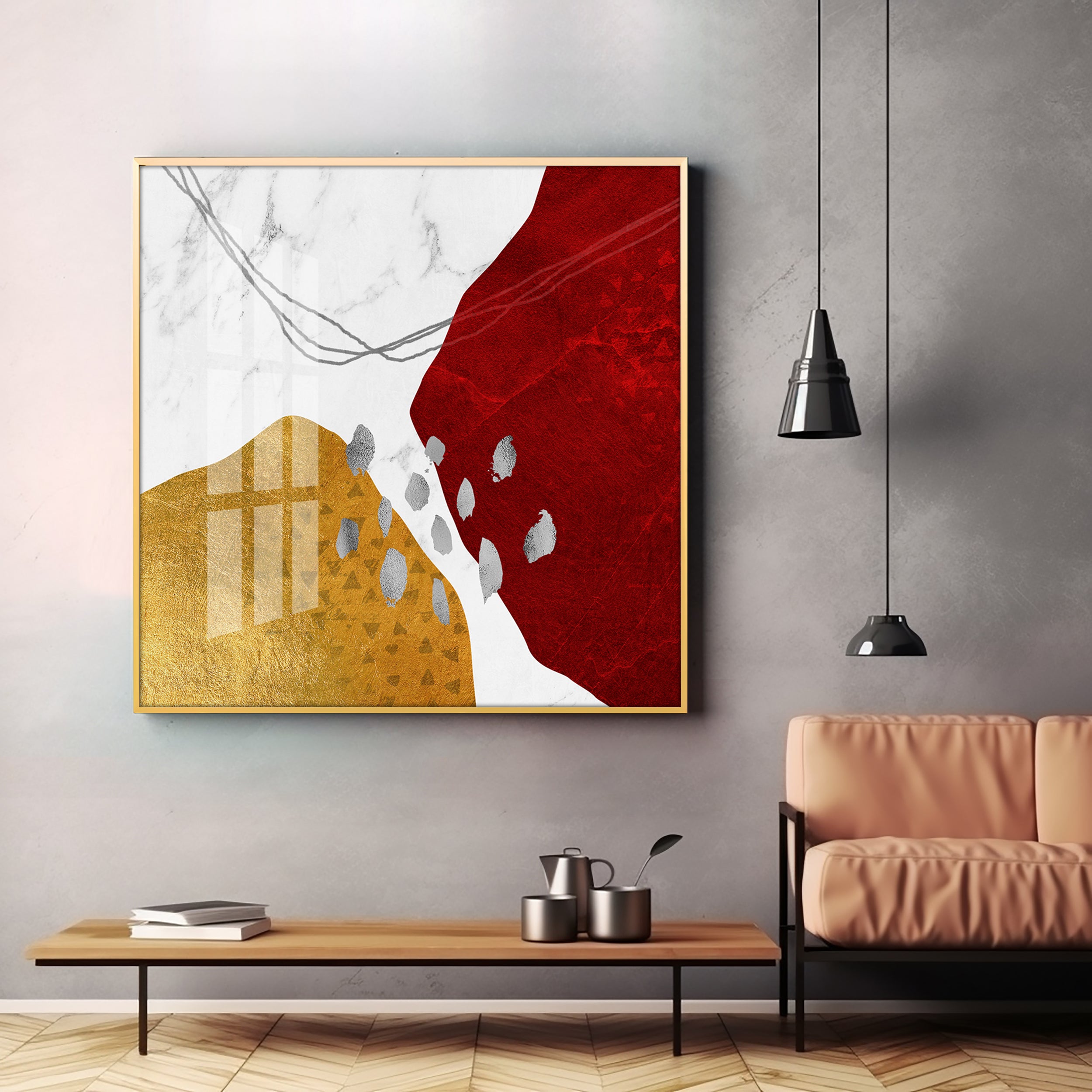Crimson Elegance Premium Acrylic Square Wall Art