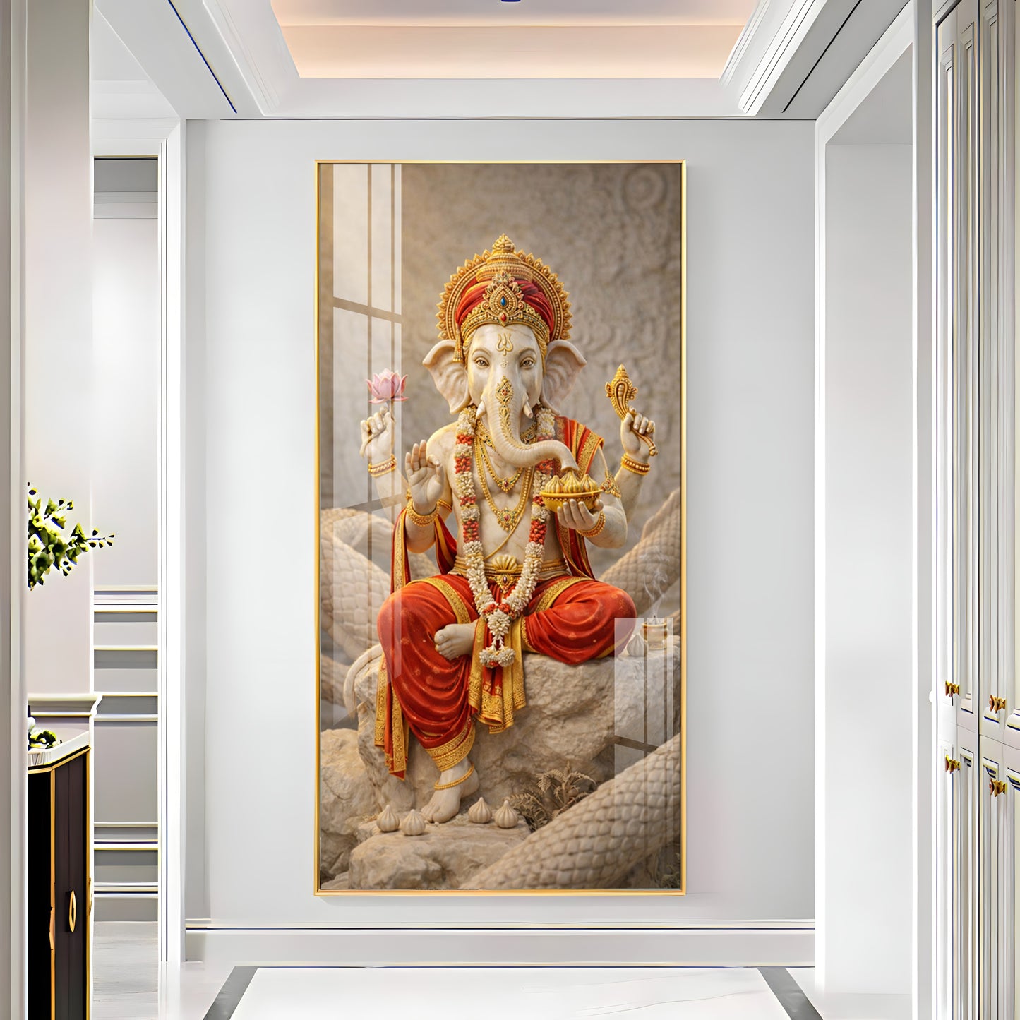 Divine Shree Ganesha Guardian Premium Acrylic Vertical Wall Art