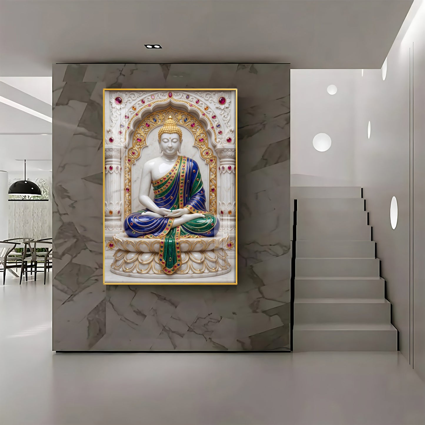 Enlightened Buddha in Royal Robes Premium Acrylic Vertical Wall Art