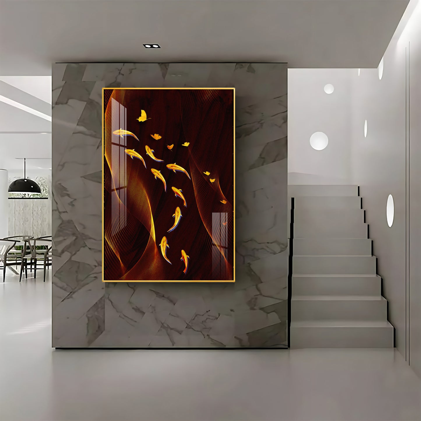 Fish Flow Circle Premium Acrylic Vertical Wall Art