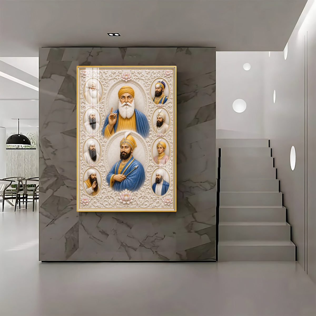 Divine 10 Gurus Premium Acrylic Vertical Wall Art