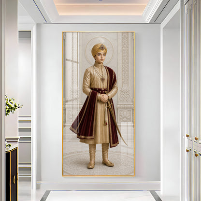 Young Sikh Guru Premium Acrylic Vertical Wall Art