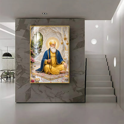 Peaceful Guru Nanak Dev Ji Premium Acrylic Vertical Wall Art