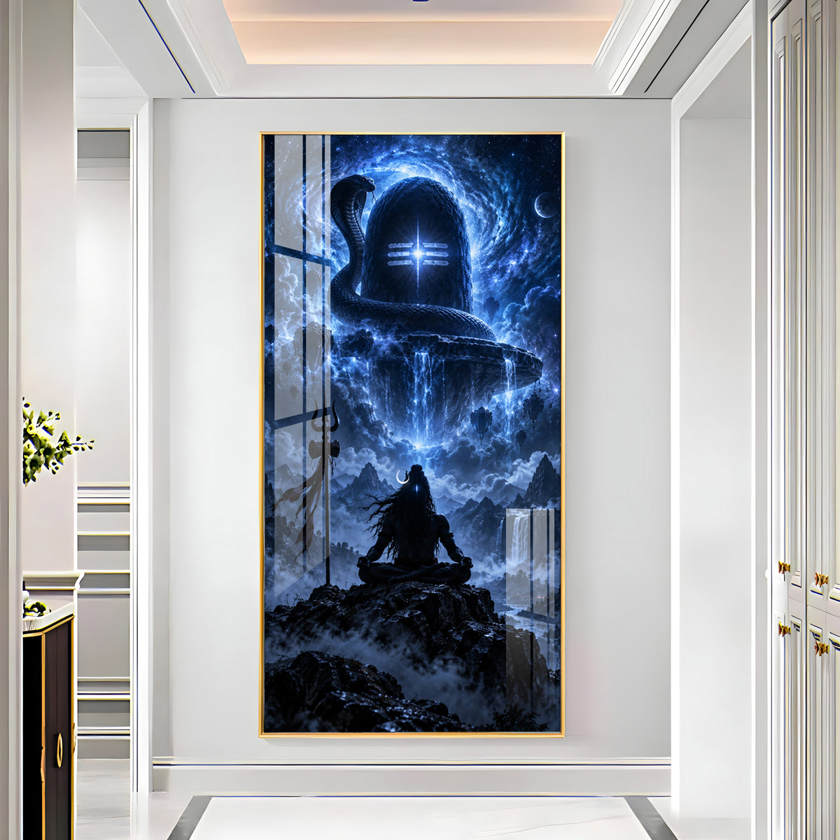 Aura of Cosmic Mahadev Premium Acrylic Vertical Wall Art