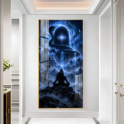 Aura of Cosmic Mahadev Premium Acrylic Vertical Wall Art