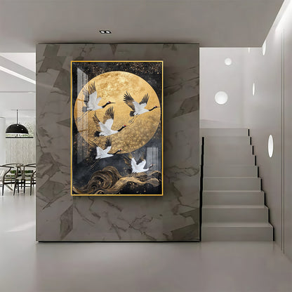 Majestic Cranes Soar Premium Acrylic Vertical Wall Art