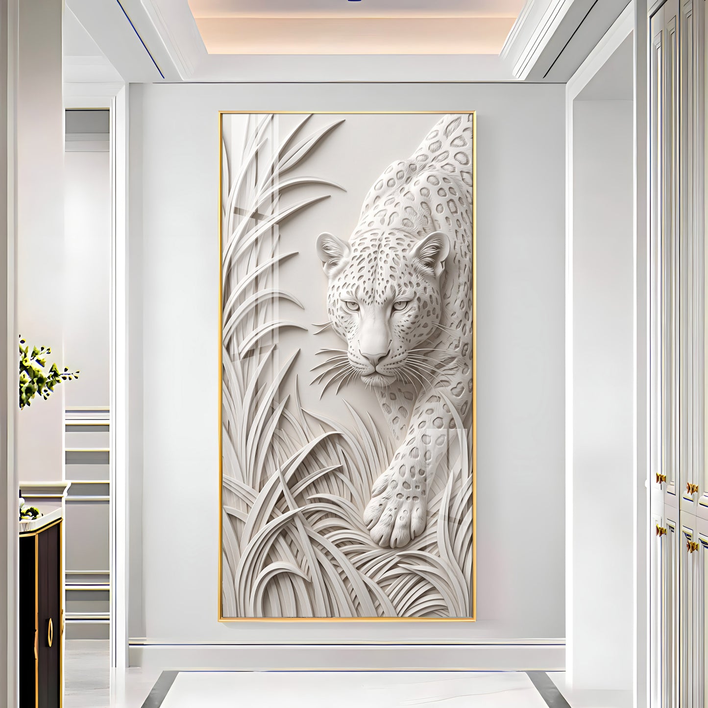 White Leopard Premium Acrylic Vertical Wall Art