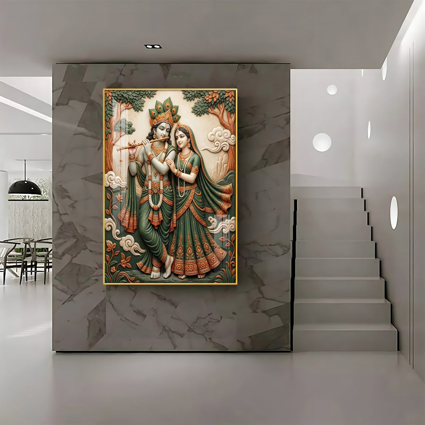 Divine God Radha Krishna Premium Acrylic Vertical Wall Art