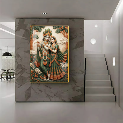 Divine God Radha Krishna Premium Acrylic Vertical Wall Art