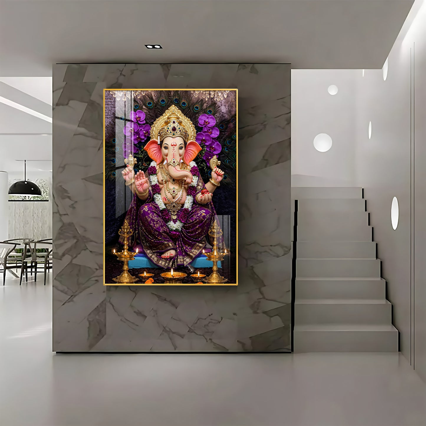 Hindu God Ganpati Bappa Premium Acrylic Vertical Wall Art