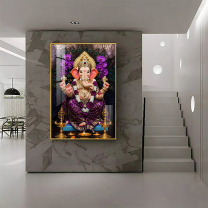 Hindu God Ganpati Bappa Premium Acrylic Vertical Wall Art
