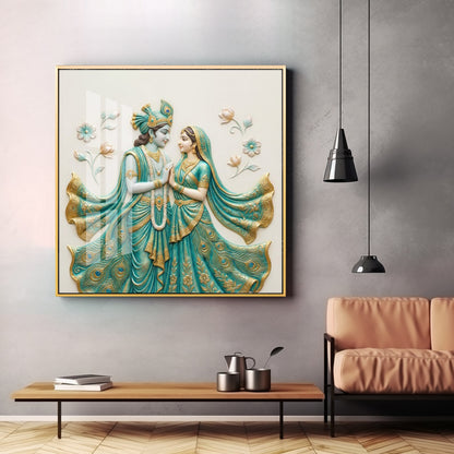 Divine Radha Krishna Premium Acrylic Square Wall Art