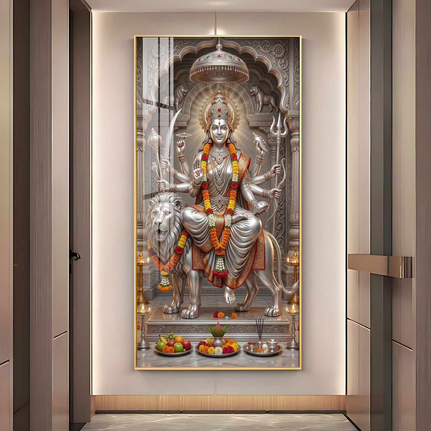 Divine Goddess Maa Durga Premium Acrylic Vertical Wall Art