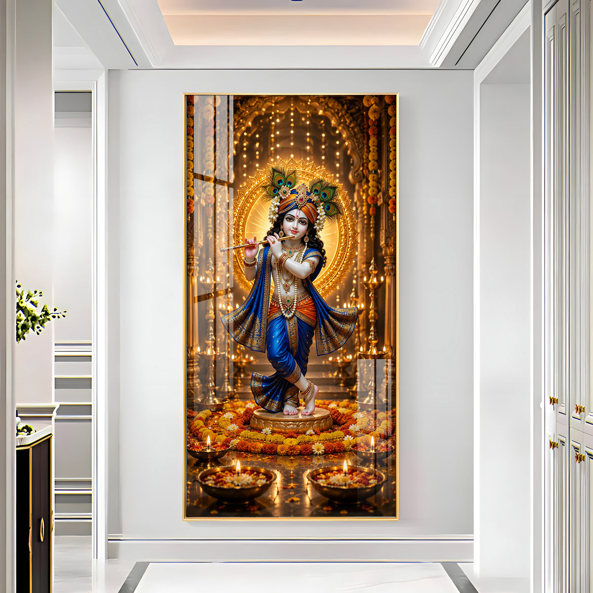 Divine Lord Krishna Premium Acrylic Vertical Wall Art