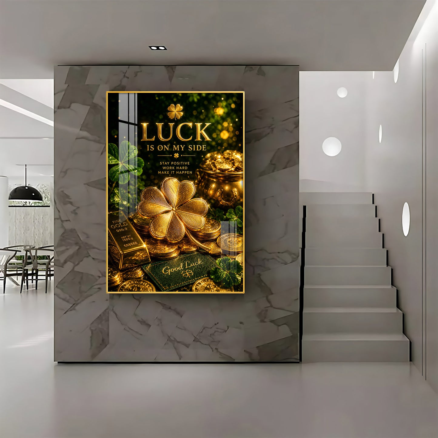 Golden Leaf Premium Acrylic Vertical Wall Art