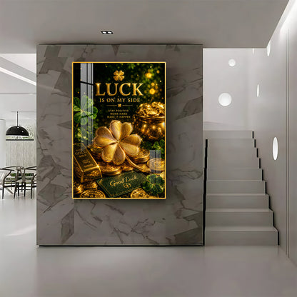 Golden Leaf Premium Acrylic Vertical Wall Art