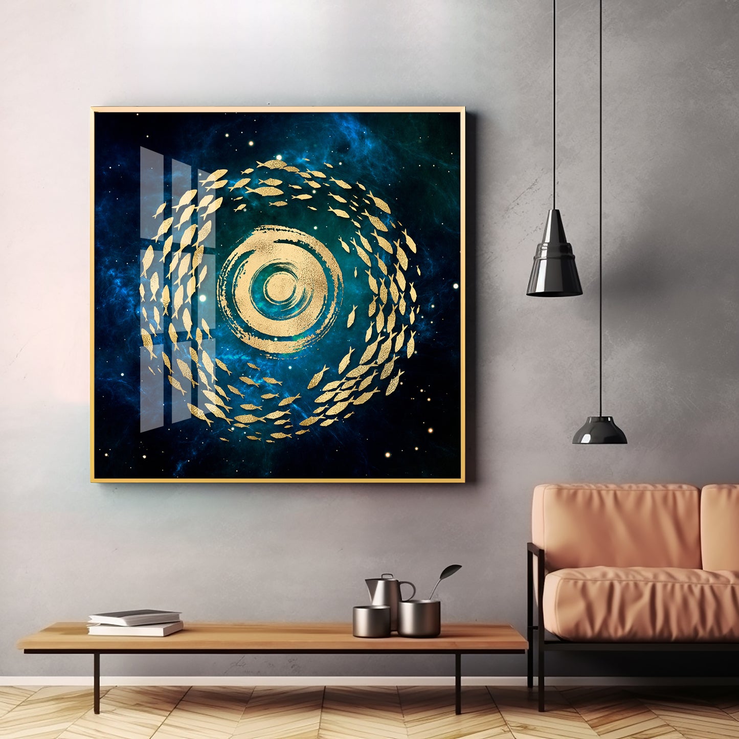 Fish Flow Mosaic Premium Acrylic Square Wall Art