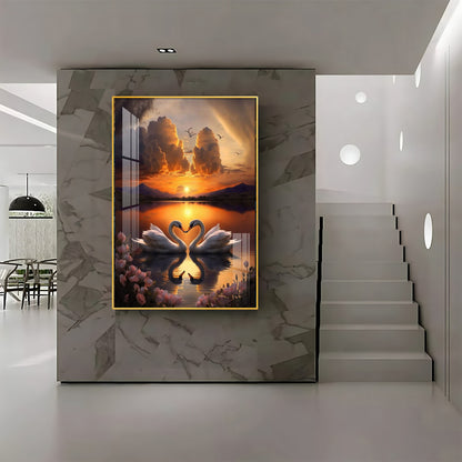 Romantic Swan Pair Premium Acrylic Vertical Wall Art