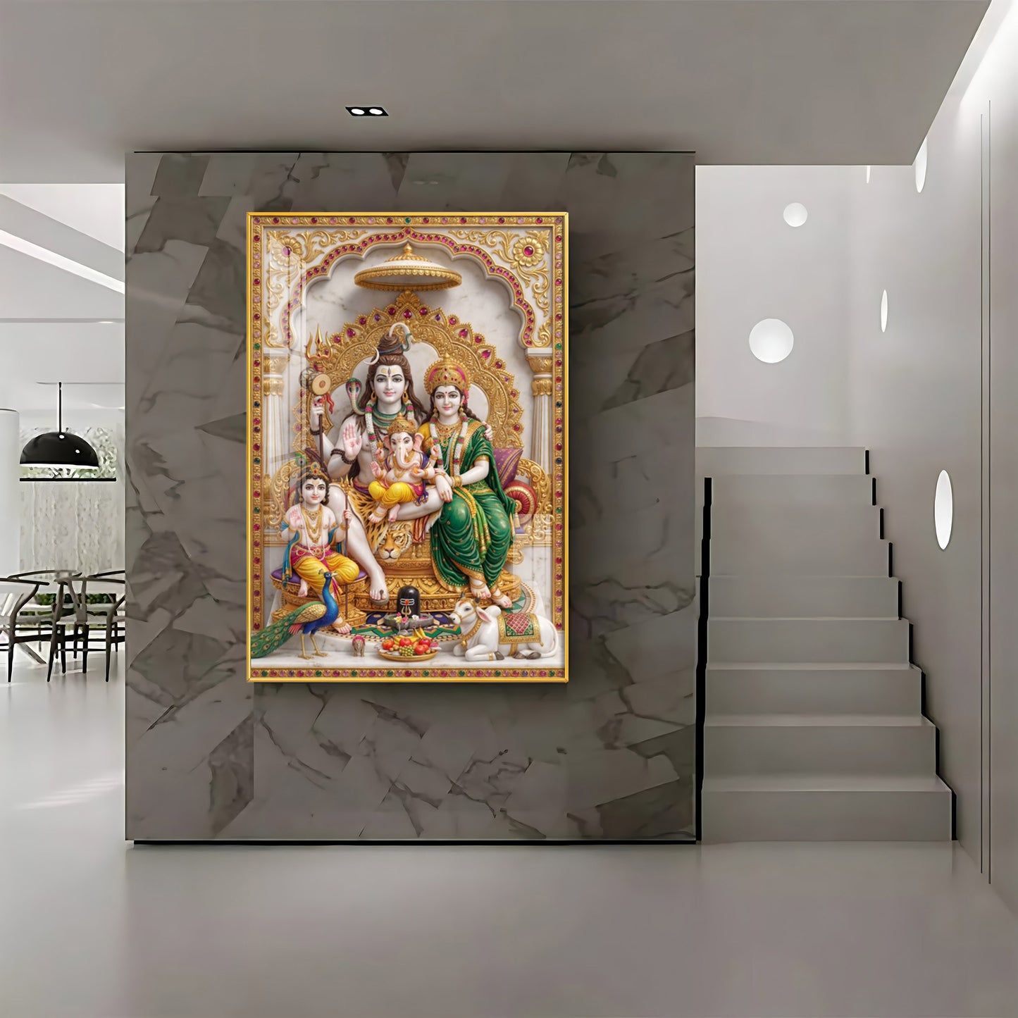 Shiva Parivar idol Premium Acrylic Vertical Wall Art