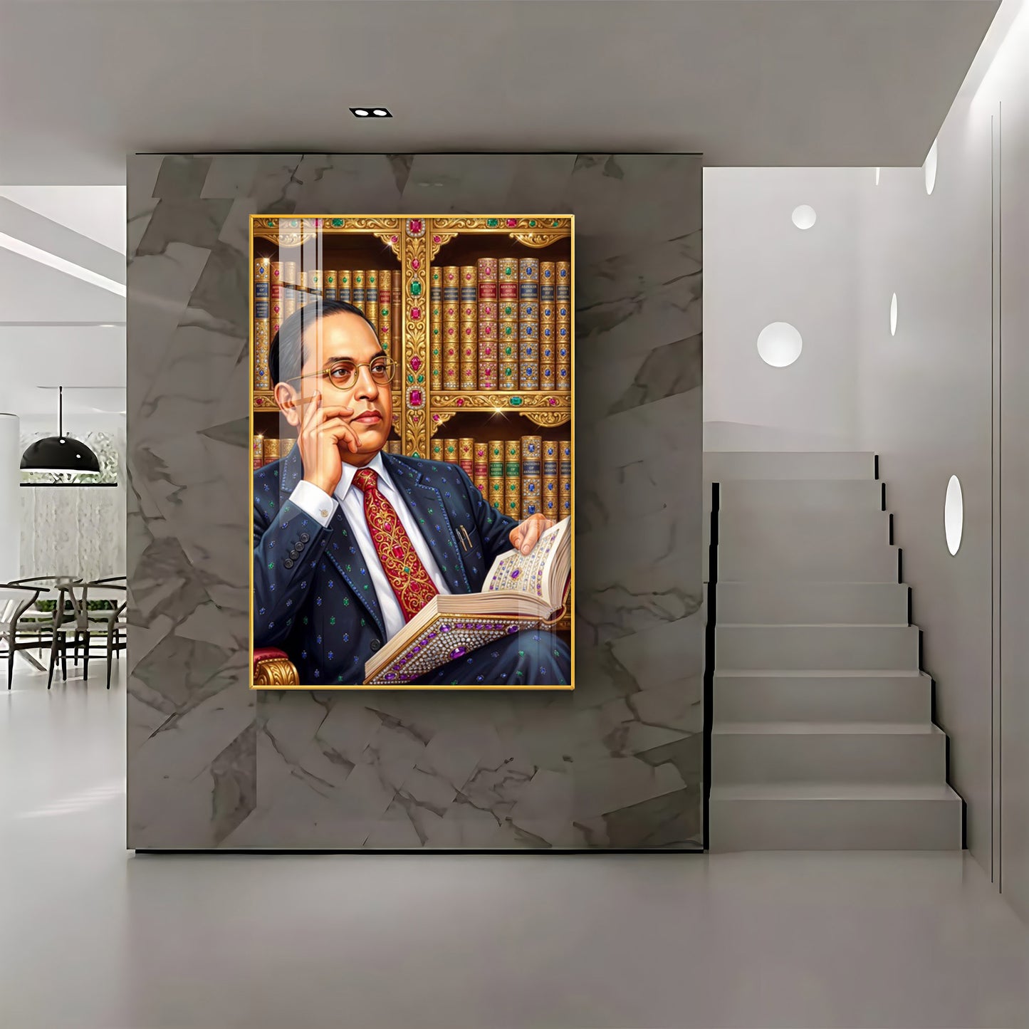 Babasaheb With Indian Constitution Premium Acrylic Vertical Wall Art