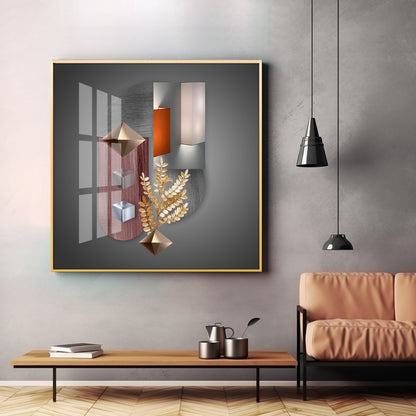 Geometric Designs With Gold Leaf Premium Acrylic Square Wall Art