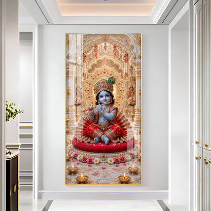 Laddu Gopal Playing Flute Premium Acrylic Vertical Wall Art