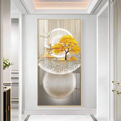 Golden Tree Nature's Embrace Premium Acrylic Vertical Wall Art