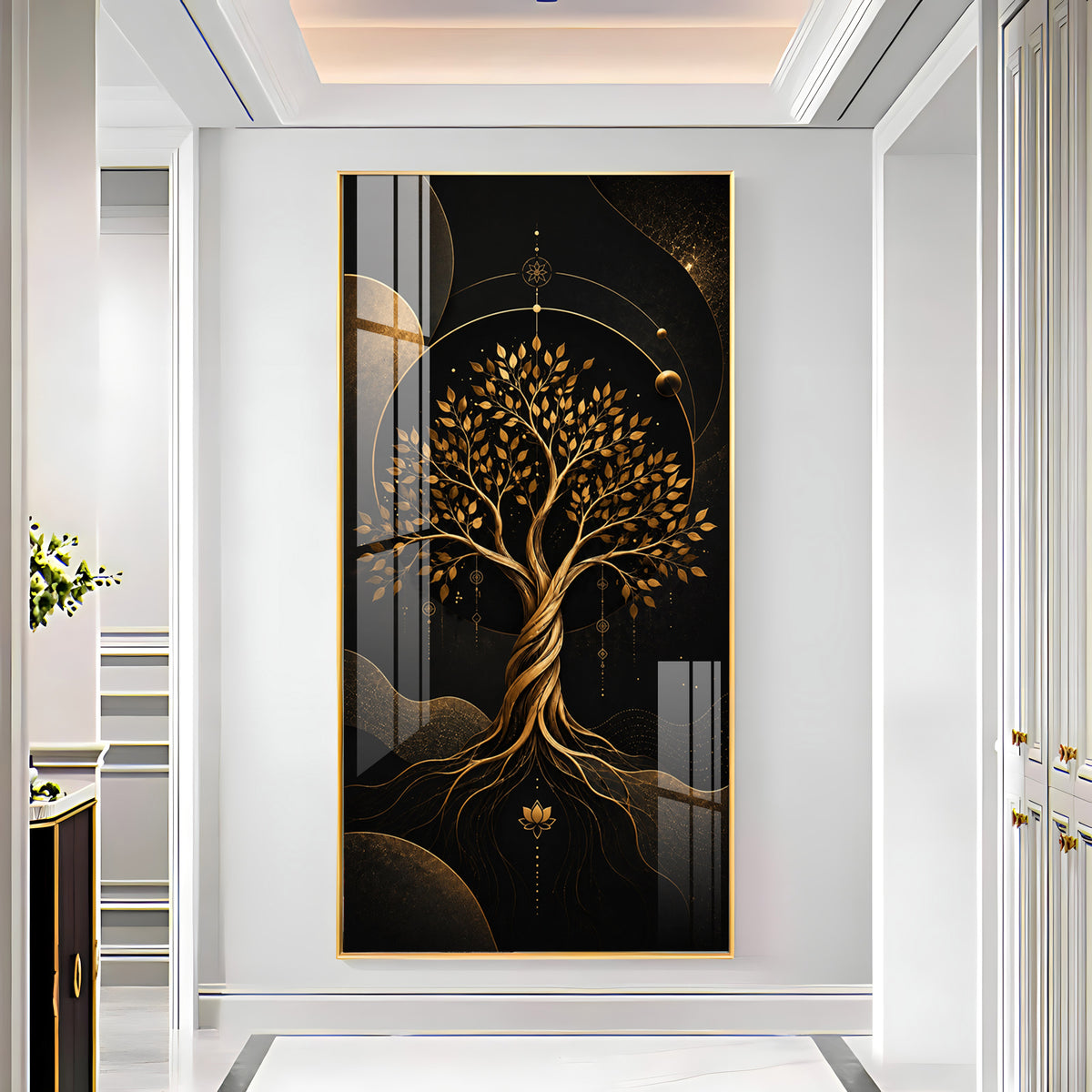 Modern Luxury Gold Tree Premium Acrylic Vertical Wall Art