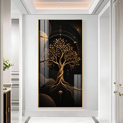 Modern Luxury Gold Tree Premium Acrylic Vertical Wall Art