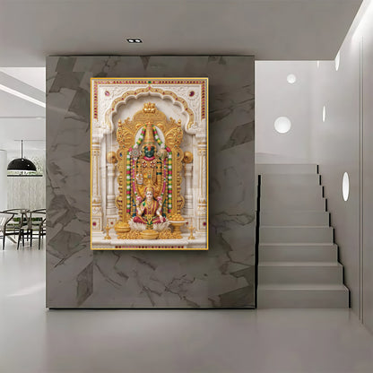 Divine Tirupati Balaji with Lakshmi Ji Premium Acrylic Vertical Wall Art