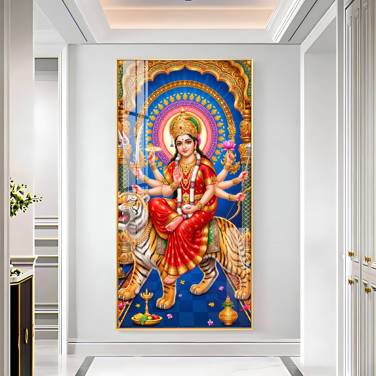 Goddess Durga Divine Premium Acrylic Vertical Wall Art