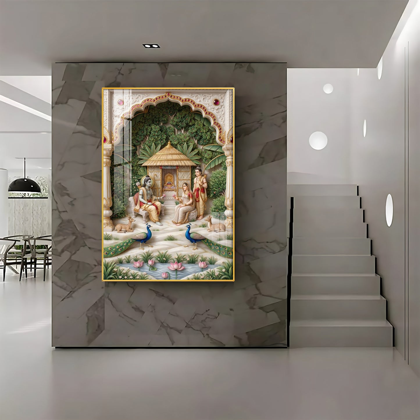 Lord Ram, Devi Sita & Lakshmana Premium Acrylic Vertical Wall Art