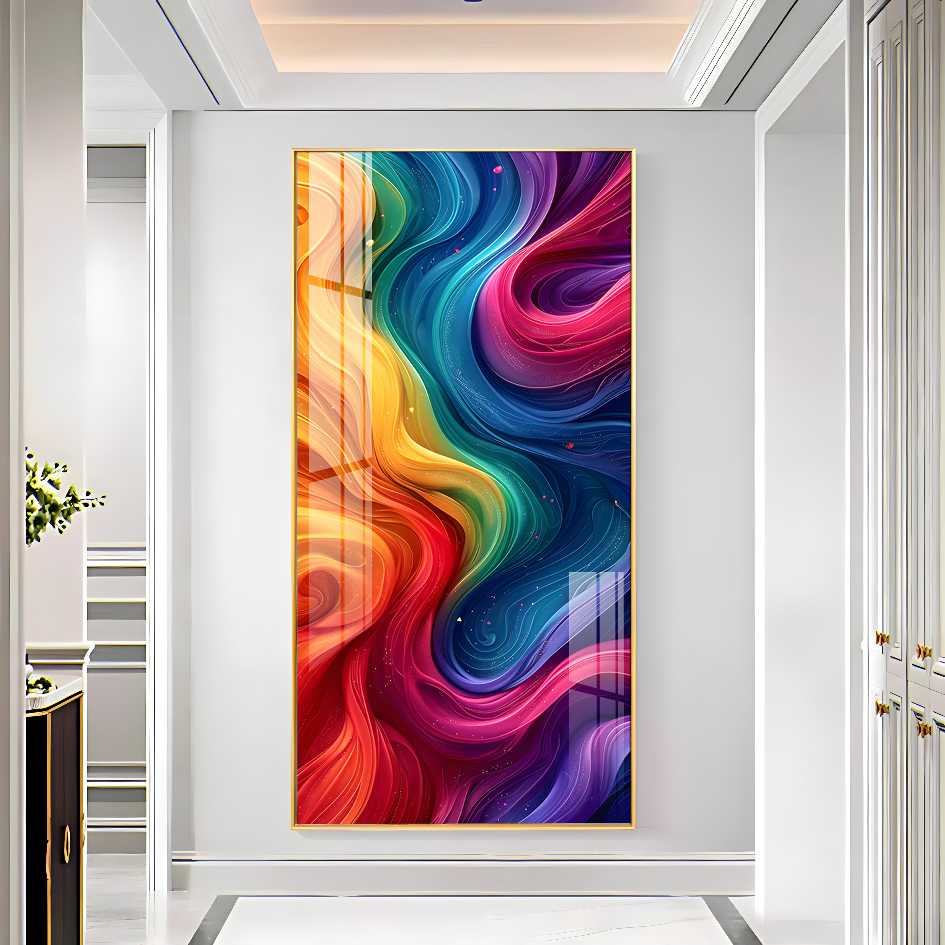 Color Swirl Abstract Premium Acrylic Vertical Wall Art